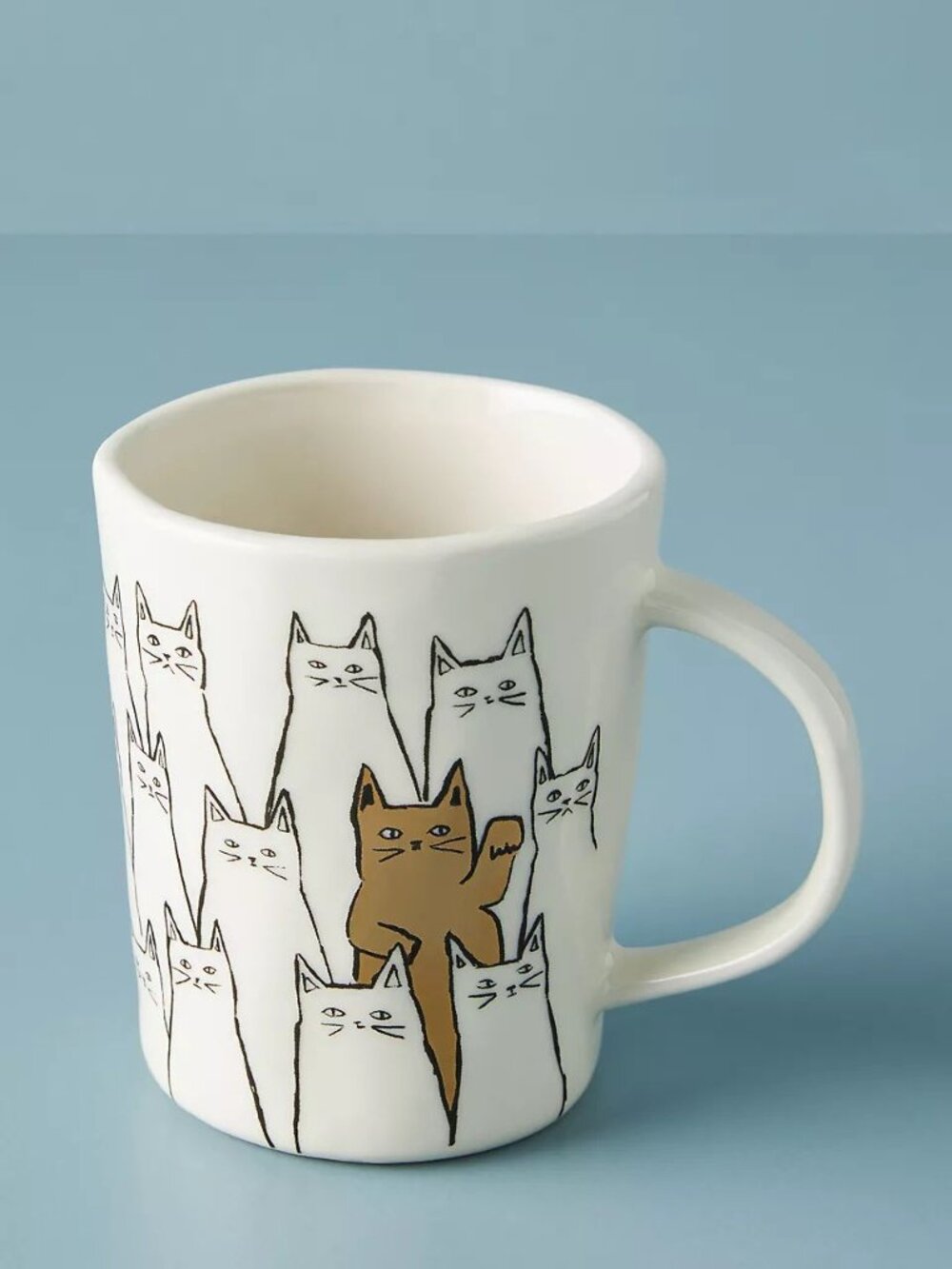 Anthropologie Cats Rhea Mug White & Gold